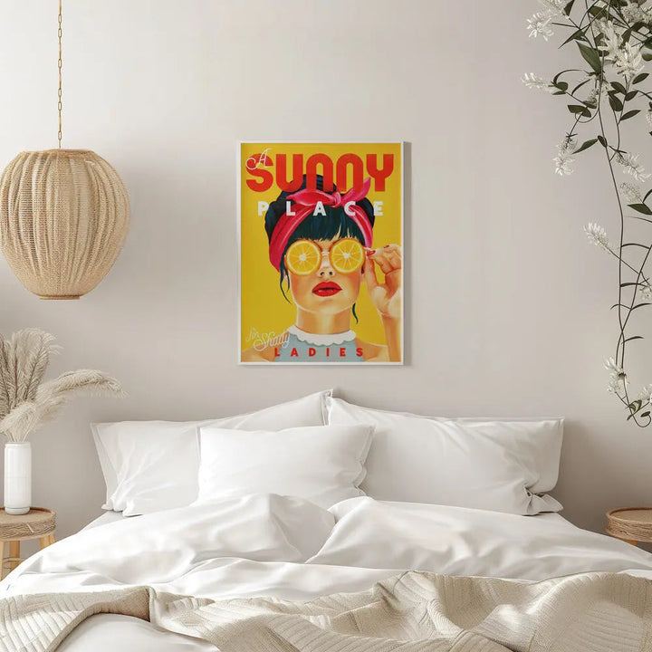 A Sunny Place For Shady Ladies Orange Pinup Art - Stretched Canvas, Poster or Fine Art Print I Heart Wall Art