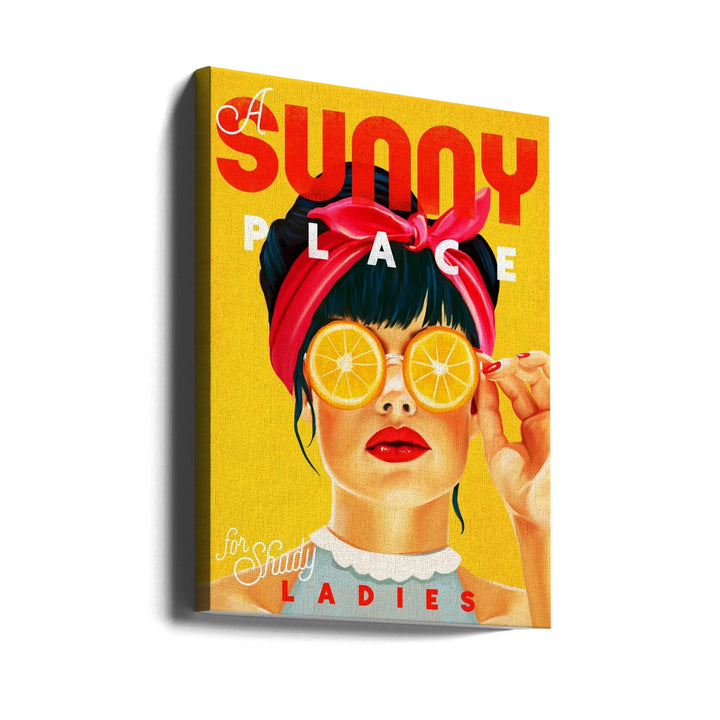 A Sunny Place For Shady Ladies Orange Pinup Art - Stretched Canvas, Poster or Fine Art Print I Heart Wall Art