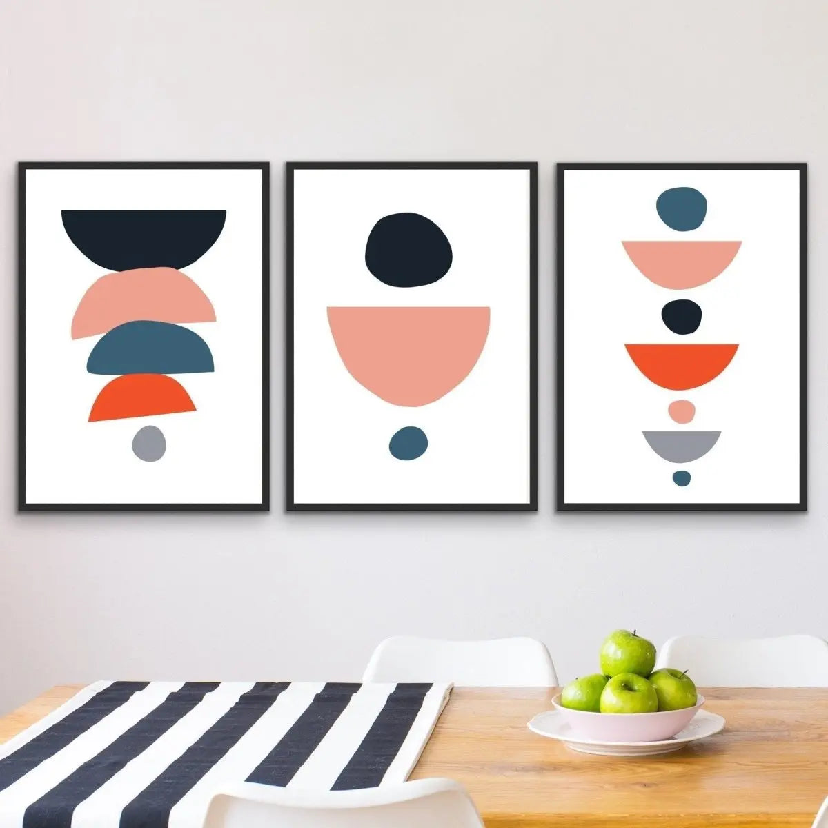 A Valid Question - Three Piece Geometric Red Black Blue Print Set Triptych - I Heart Wall Art - Poster Print, Canvas Print or Framed Art Print