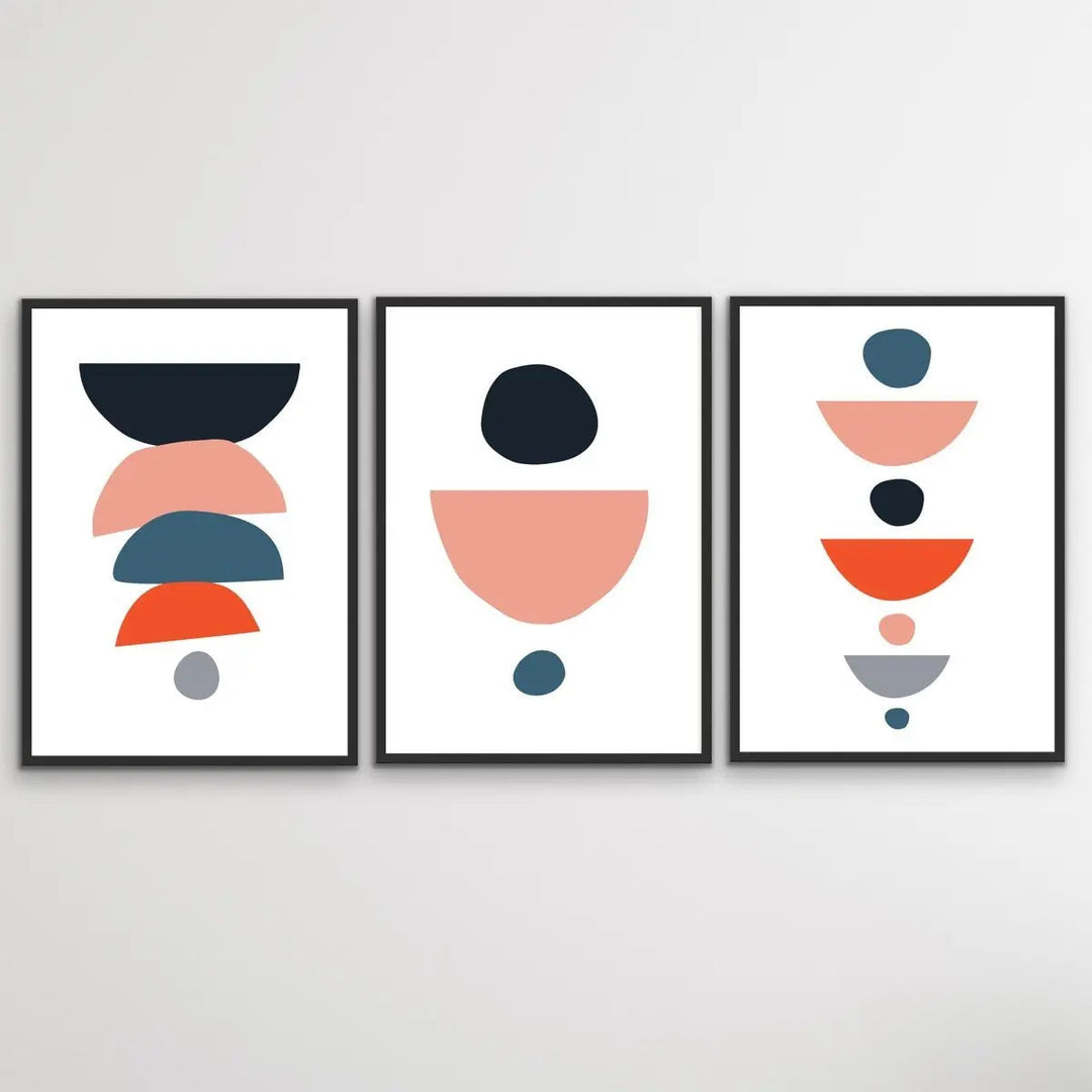 A Valid Question - Three Piece Geometric Red Black Blue Print Set Triptych - I Heart Wall Art - Poster Print, Canvas Print or Framed Art Print