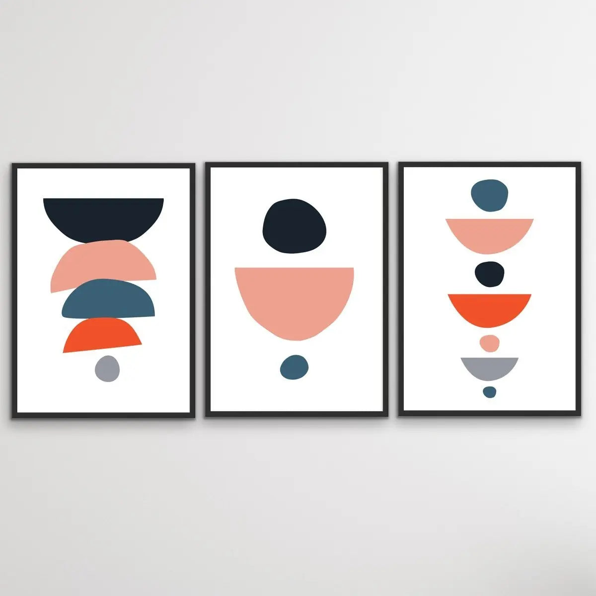 A Valid Question - Three Piece Geometric Red Black Blue Print Set Triptych - I Heart Wall Art - Poster Print, Canvas Print or Framed Art Print