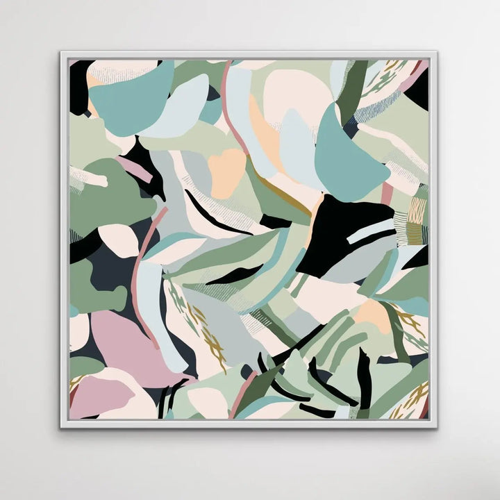 A Wild Place - Flat Geometric Nature Green Pink Boho Canvas Art Print - Nature Wall Art - I Heart Wall Art - Poster Print, Canvas Print or Framed Art Print