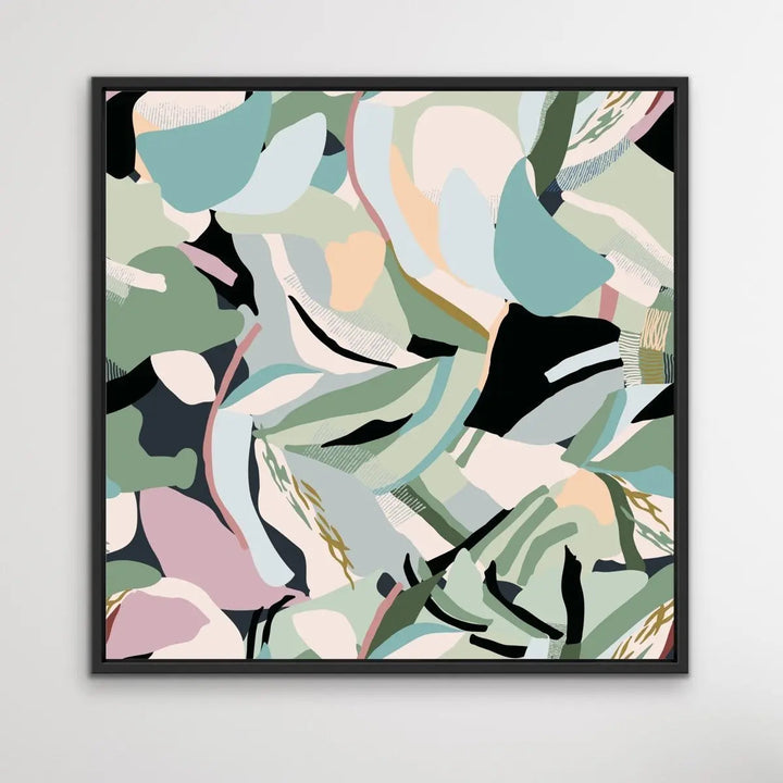 A Wild Place - Flat Geometric Nature Green Pink Boho Canvas Art Print - Nature Wall Art - I Heart Wall Art - Poster Print, Canvas Print or Framed Art Print