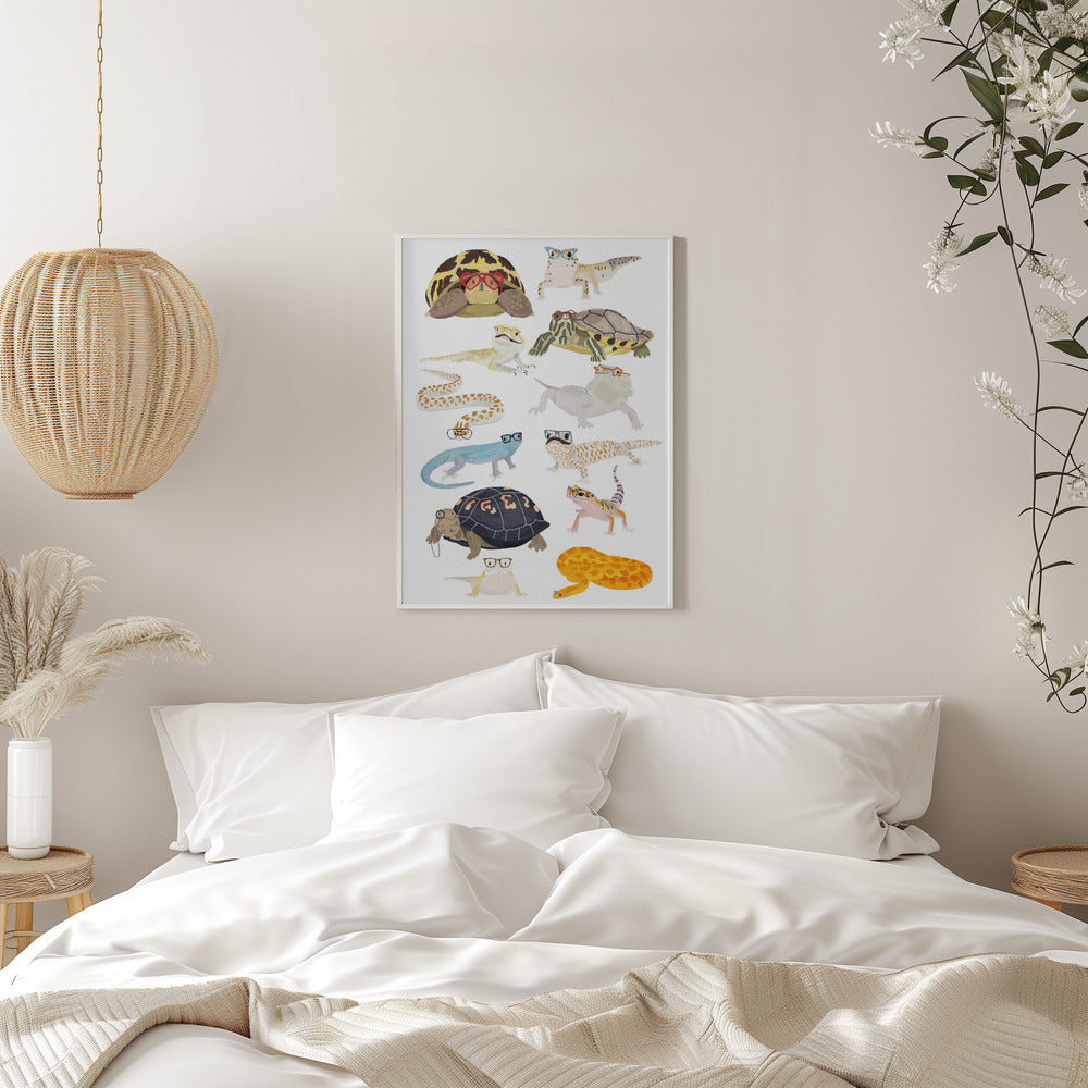 A1 Reptiles In Glasses - Stretched Canvas, Poster or Fine Art Print I Heart Wall Art
