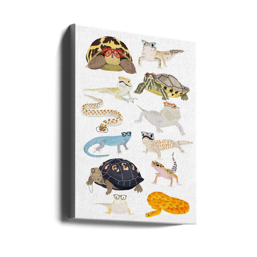 A1 Reptiles In Glasses - Stretched Canvas, Poster or Fine Art Print I Heart Wall Art