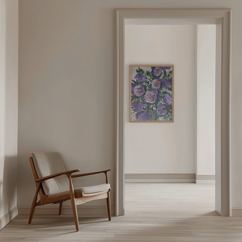 Aaliyah painterly English roses - Stretched Canvas, Poster or Fine Art Print I Heart Wall Art