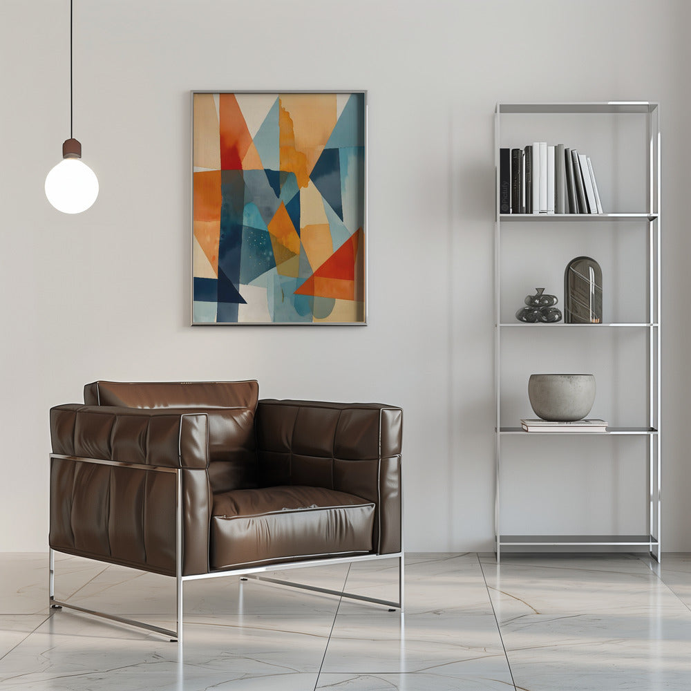 Abstract Angles of Blue and Orange - Stretched Canvas, Poster or Fine Art Print I Heart Wall Art