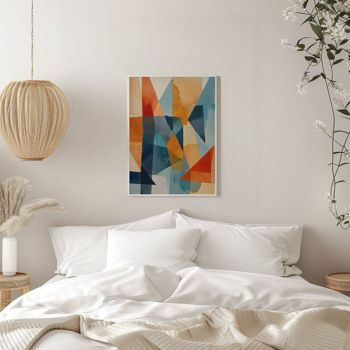 Abstract Angles of Blue and Orange - Stretched Canvas, Poster or Fine Art Print I Heart Wall Art