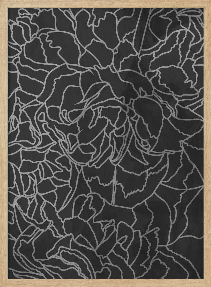 Abstract black white peony line art - Stretched Canvas, Poster or Fine Art Print I Heart Wall Art