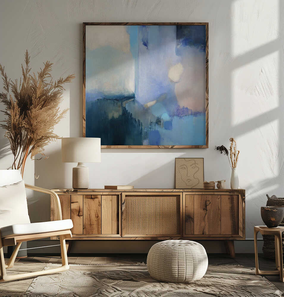 Abstract Blue Serenity - Stretched Canvas Poster or Fine Art Print