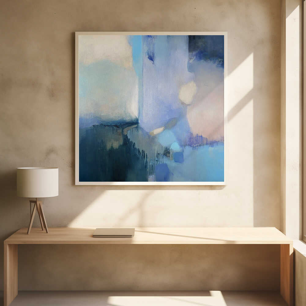 Abstract Blue Serenity - Square Stretched Canvas Poster or Fine Art Print