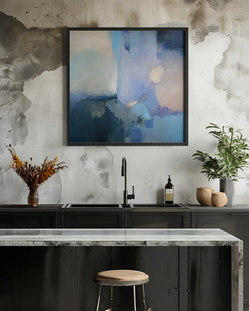 Abstract Blue Serenity - Square Stretched Canvas Poster or Fine Art Print