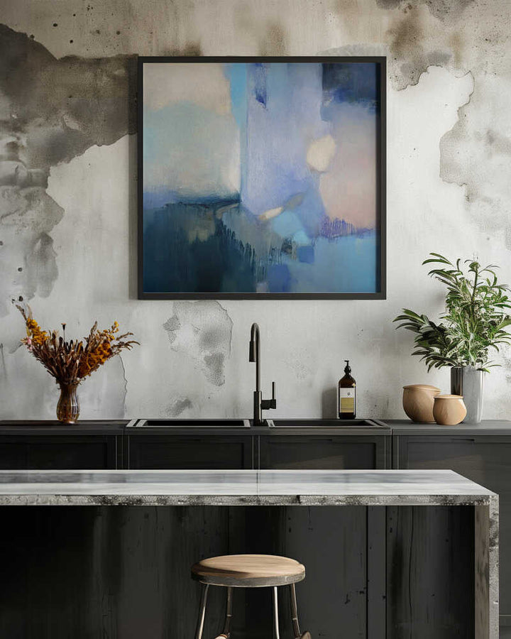 Abstract Blue Serenity - Square Stretched Canvas Poster or Fine Art Print