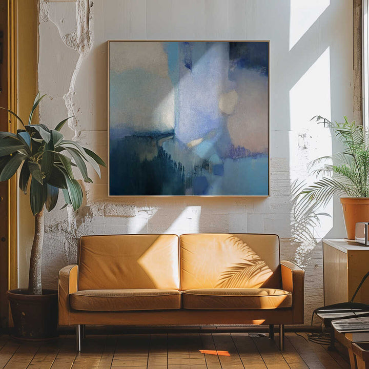 Abstract Blue Serenity - Square Stretched Canvas Poster or Fine Art Print