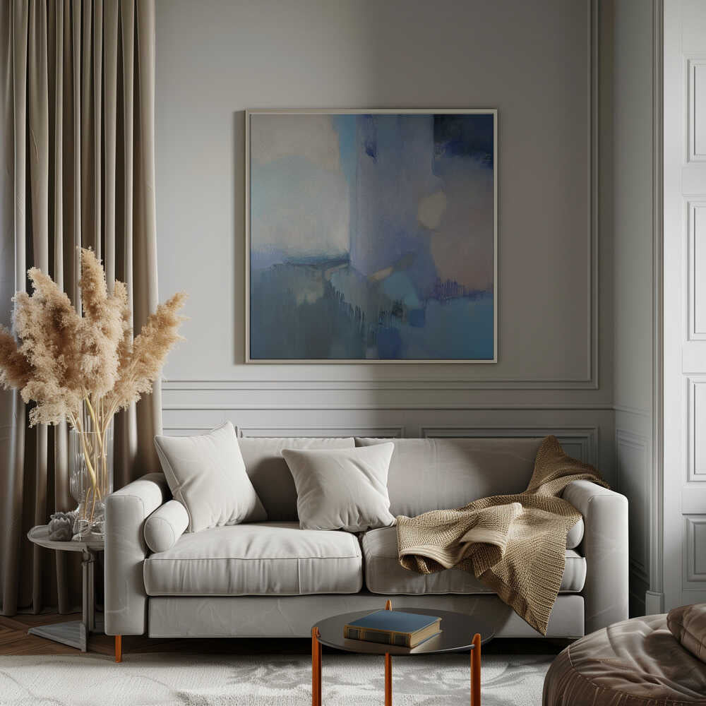 Abstract Blue Serenity - Square Stretched Canvas Poster or Fine Art Print