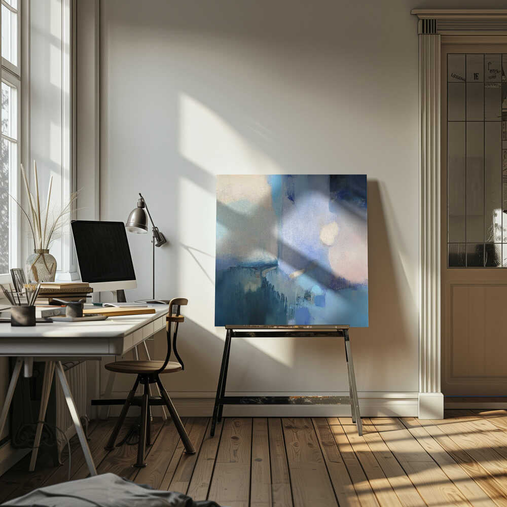 Abstract Blue Serenity - Square Stretched Canvas Poster or Fine Art Print