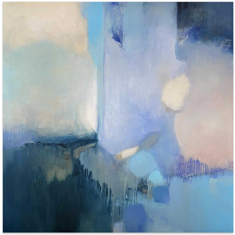 Abstract Blue Serenity - Square Stretched Canvas Poster or Fine Art Print