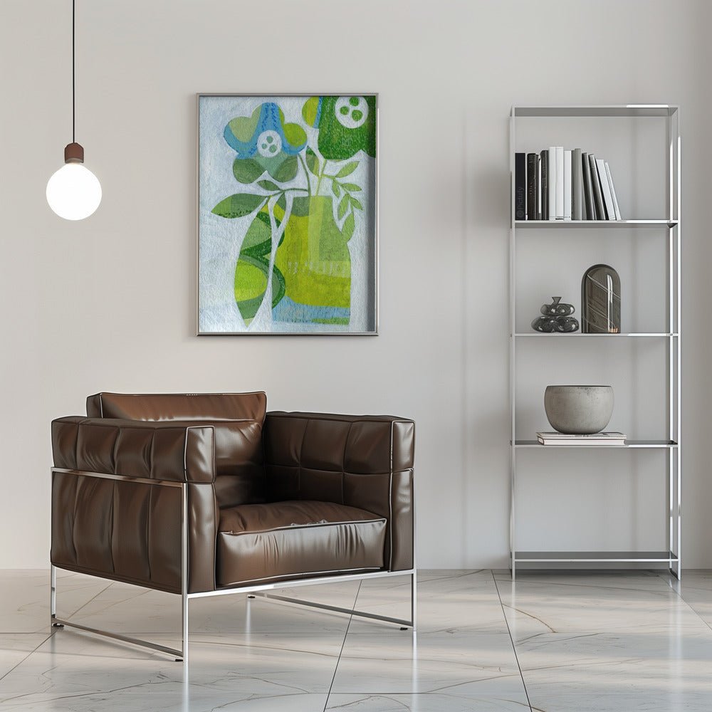 Abstract Daisy Green Blue - Stretched Canvas, Poster or Fine Art Print - I Heart Wall Art - Poster Print, Canvas Print or Framed Art Print