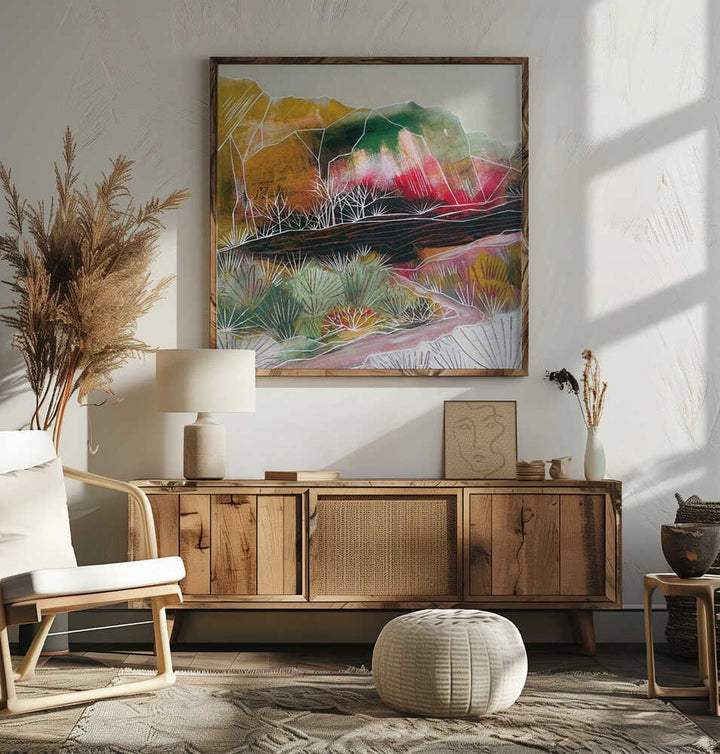Abstract Desert Mountains - Square Stretched Canvas, Poster or Fine Art Print - I Heart Wall Art - Poster Print, Canvas Print or Framed Art Print