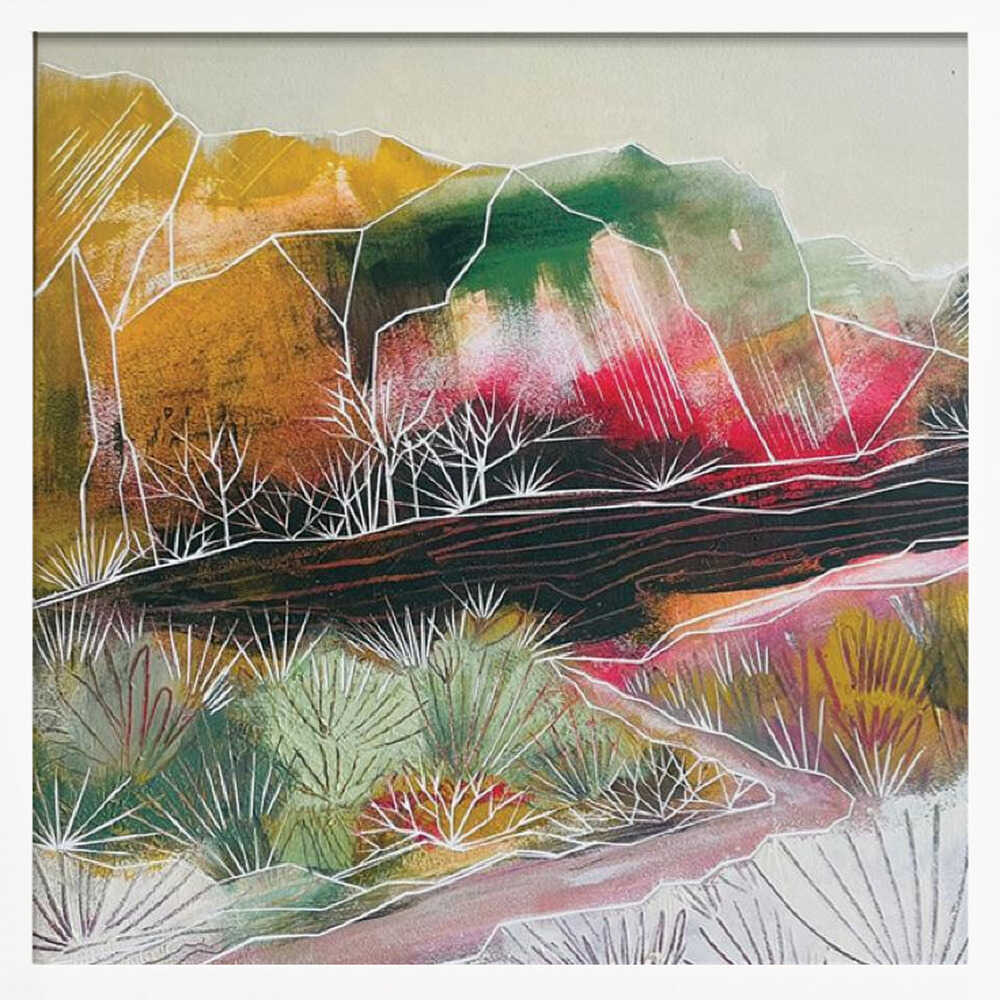 Abstract Desert Mountains - Square Stretched Canvas, Poster or Fine Art Print - I Heart Wall Art - Poster Print, Canvas Print or Framed Art Print