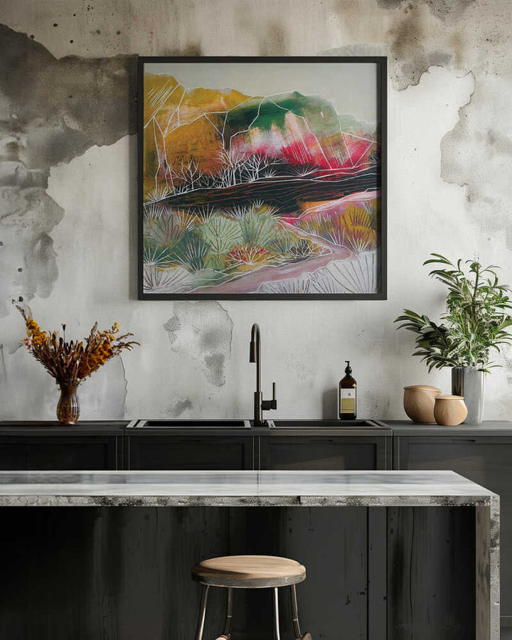 Abstract Desert Mountains - Square Stretched Canvas, Poster or Fine Art Print - I Heart Wall Art - Poster Print, Canvas Print or Framed Art Print