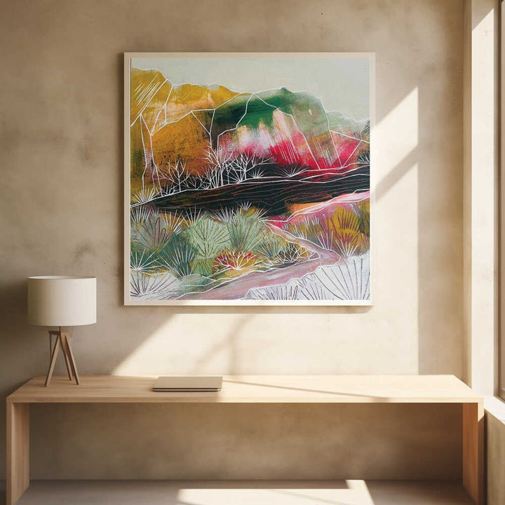 Abstract Desert Mountains - Square Stretched Canvas, Poster or Fine Art Print - I Heart Wall Art - Poster Print, Canvas Print or Framed Art Print