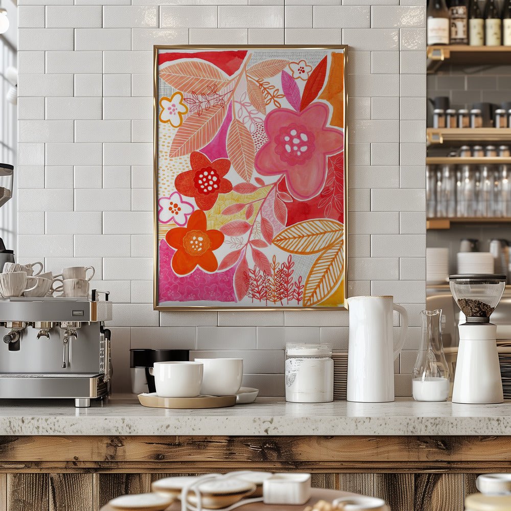 Abstract Flowers And Leaves - Stretched Canvas, Poster or Fine Art Print - I Heart Wall Art - Poster Print, Canvas Print or Framed Art Print