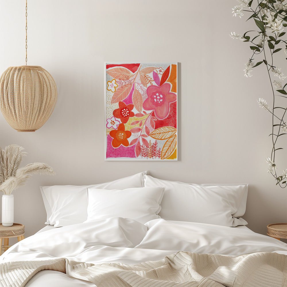 Abstract Flowers And Leaves - Stretched Canvas, Poster or Fine Art Print - I Heart Wall Art - Poster Print, Canvas Print or Framed Art Print