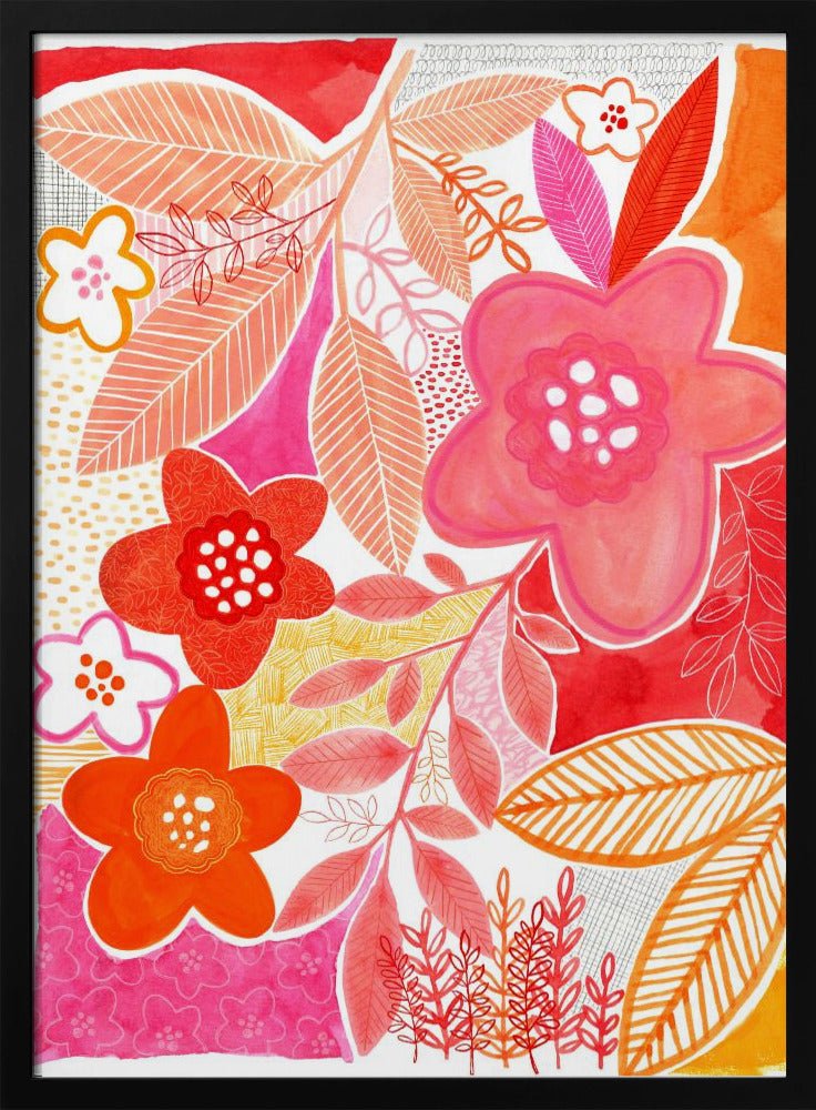 Abstract Flowers And Leaves - Stretched Canvas, Poster or Fine Art Print - I Heart Wall Art - Poster Print, Canvas Print or Framed Art Print