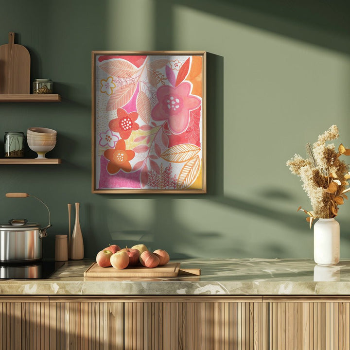 Abstract Flowers And Leaves - Stretched Canvas, Poster or Fine Art Print - I Heart Wall Art - Poster Print, Canvas Print or Framed Art Print