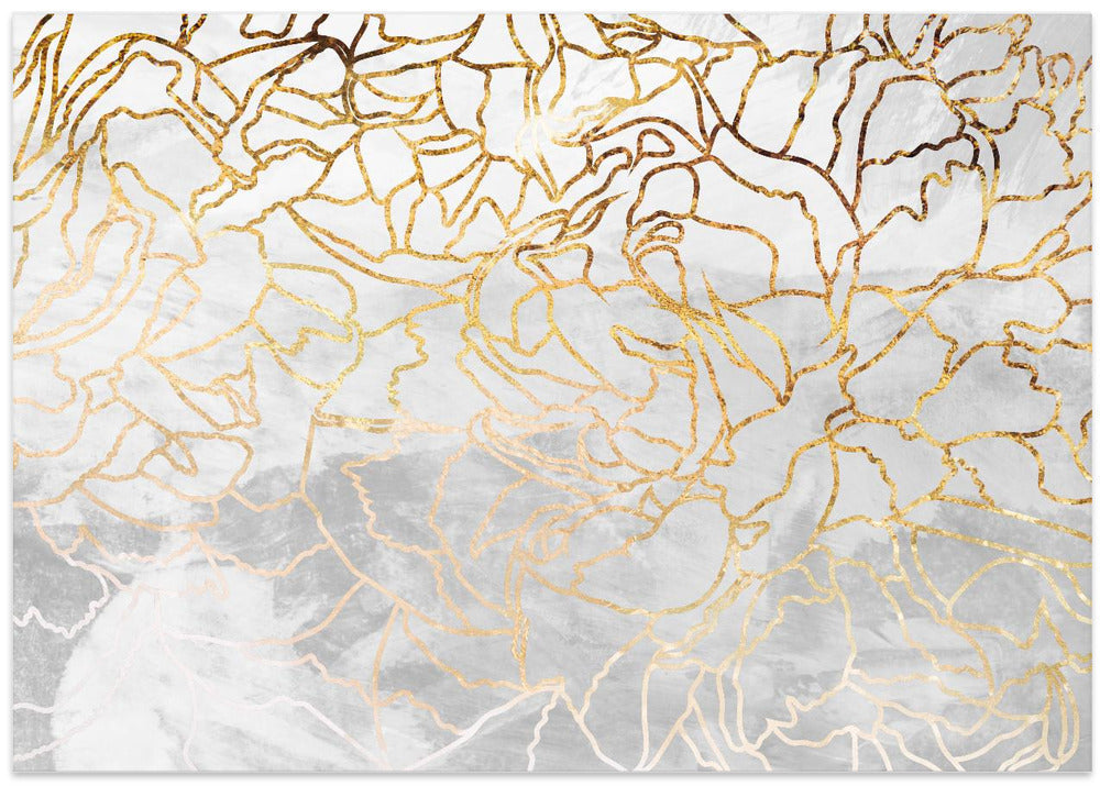 Abstract gold line art wall mural - Stretched Canvas, Poster or Fine Art Print I Heart Wall Art