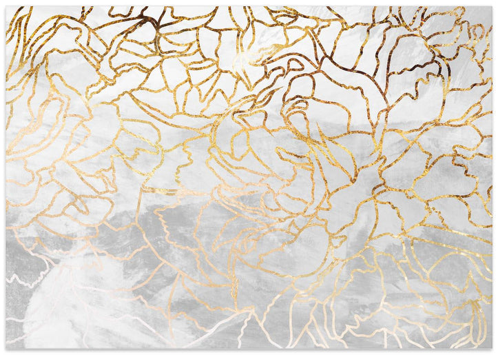 Abstract gold line art wall mural - Stretched Canvas, Poster or Fine Art Print I Heart Wall Art