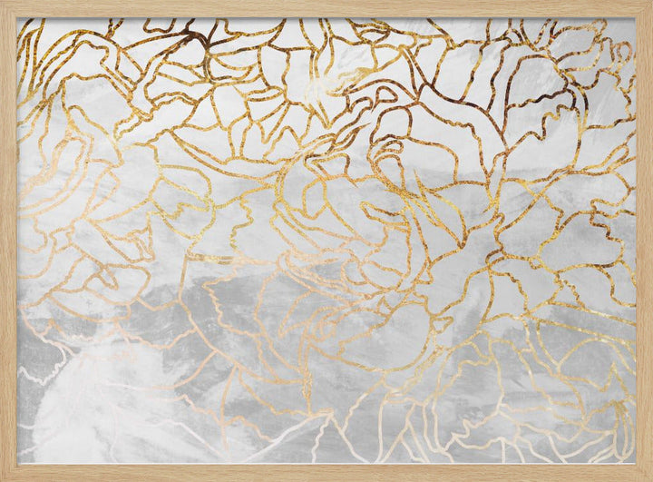Abstract gold line art wall mural - Stretched Canvas, Poster or Fine Art Print I Heart Wall Art