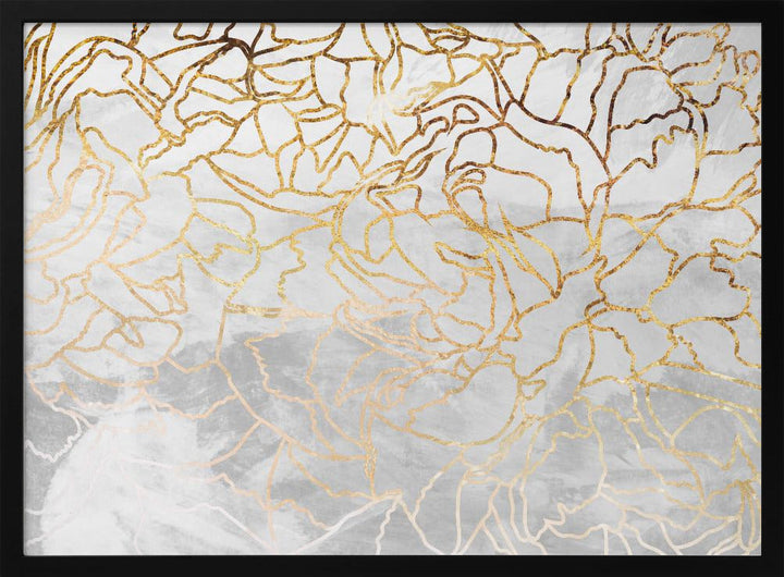 Abstract gold line art wall mural - Stretched Canvas, Poster or Fine Art Print I Heart Wall Art