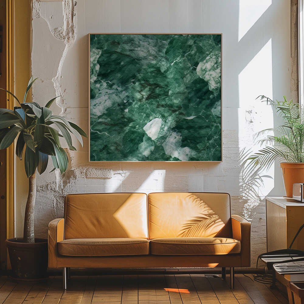 Abstract Green Marble - Square Stretched Canvas, Poster or Fine Art Print - I Heart Wall Art - Poster Print, Canvas Print or Framed Art Print