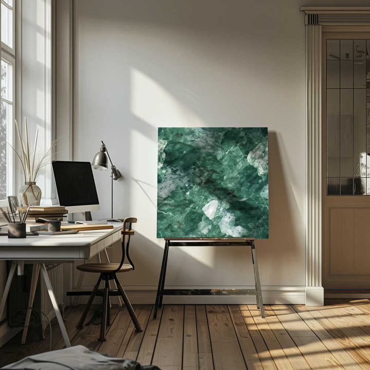 Abstract Green Marble - Square Stretched Canvas, Poster or Fine Art Print - I Heart Wall Art - Poster Print, Canvas Print or Framed Art Print