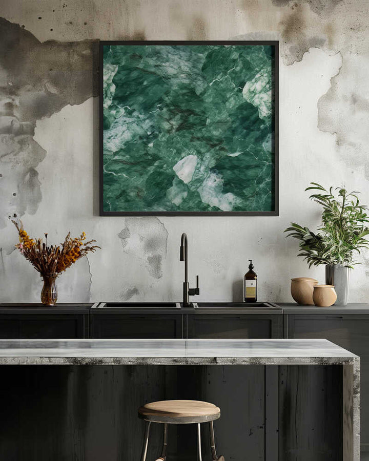 Abstract Green Marble - Square Stretched Canvas, Poster or Fine Art Print - I Heart Wall Art - Poster Print, Canvas Print or Framed Art Print