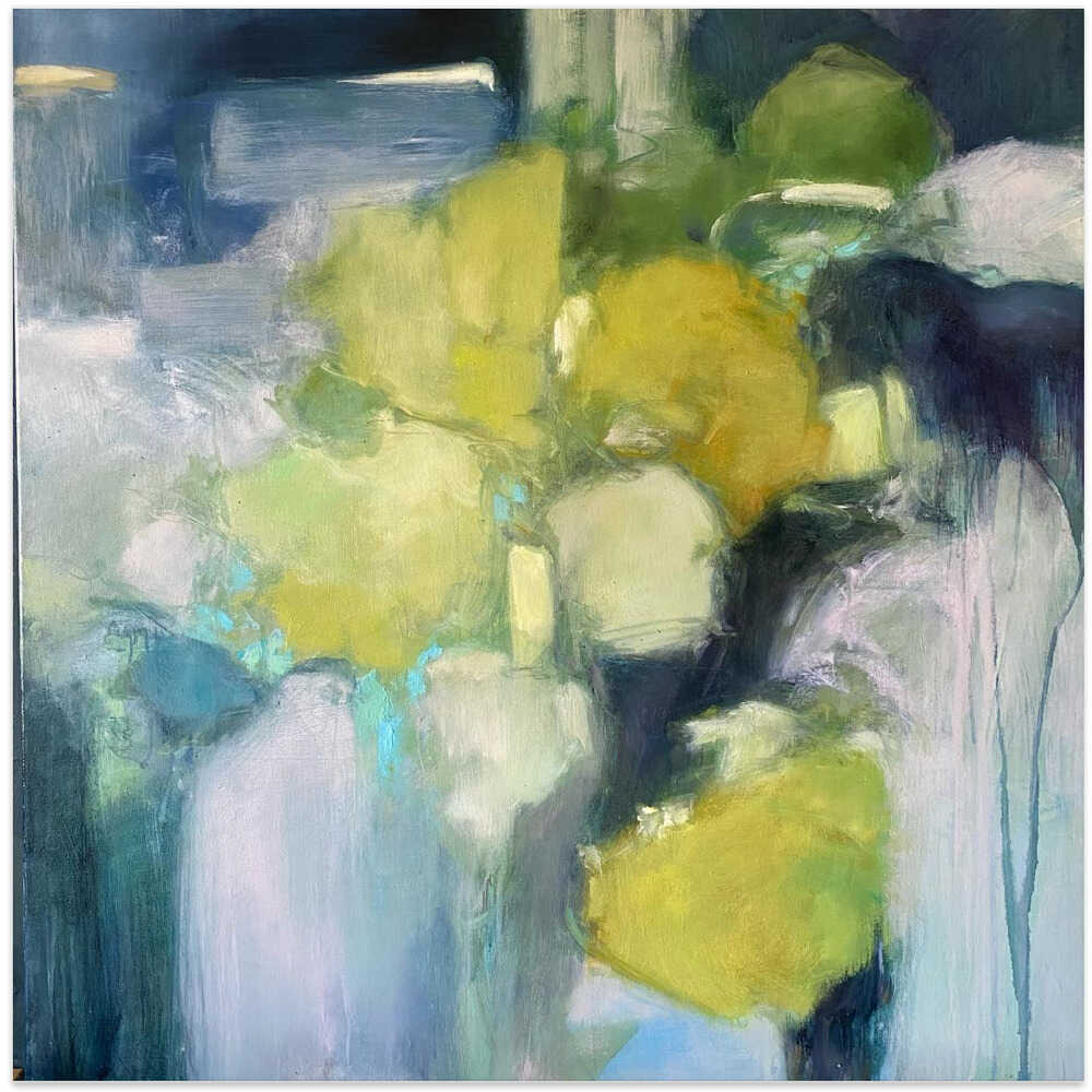 Abstract Green Shapes - Square Stretched Canvas Poster or Fine Art Print