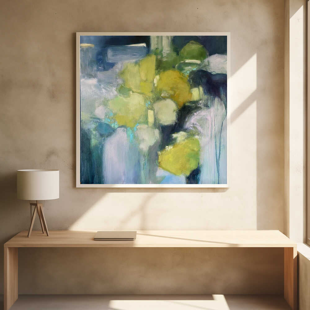 Abstract Green Shapes - Square Stretched Canvas Poster or Fine Art Print