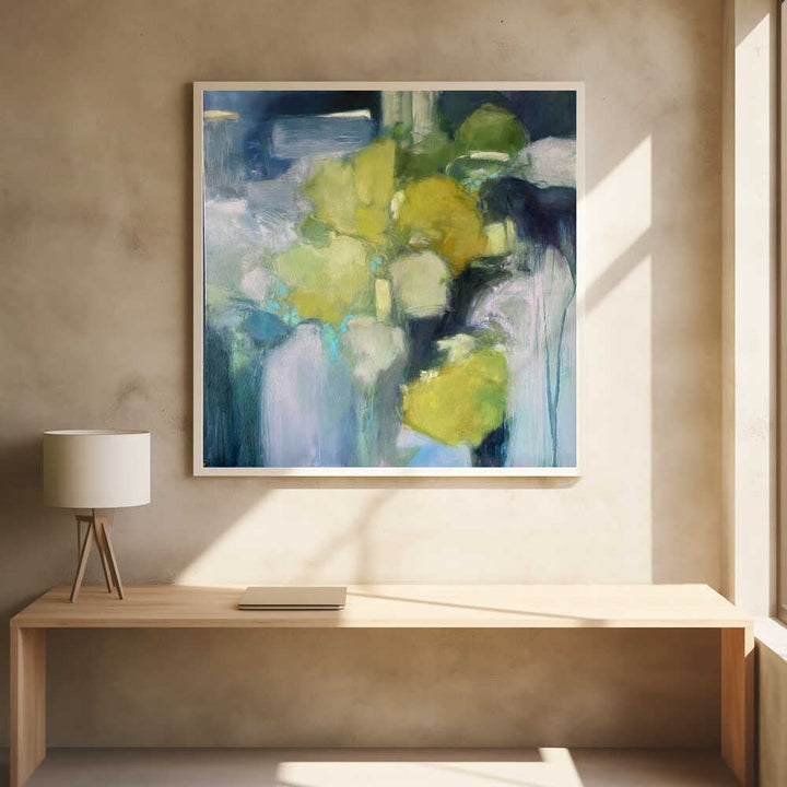 Abstract Green Shapes - Square Stretched Canvas Poster or Fine Art Print
