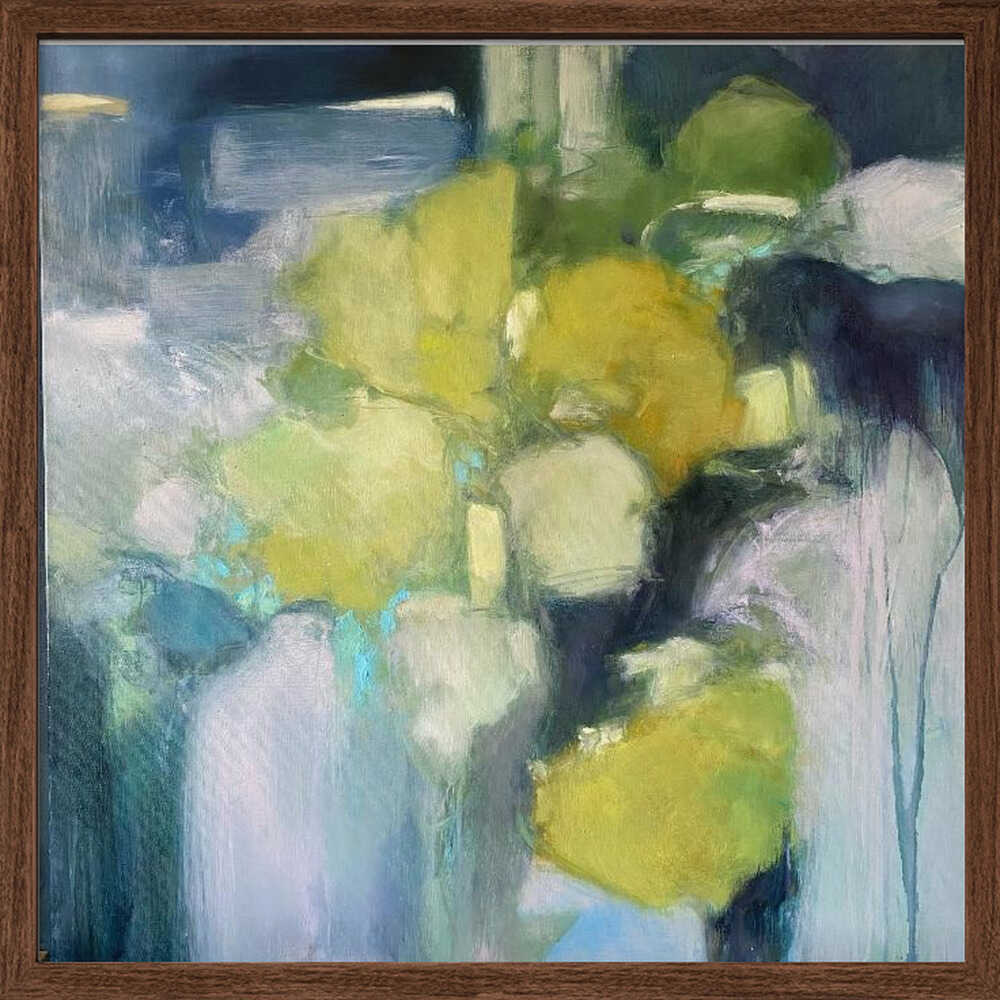 Abstract Green Shapes - Square Stretched Canvas Poster or Fine Art Print