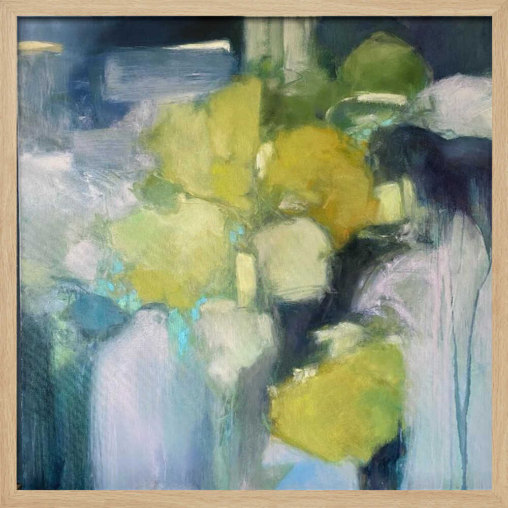 Abstract Green Shapes - Square Stretched Canvas Poster or Fine Art Print