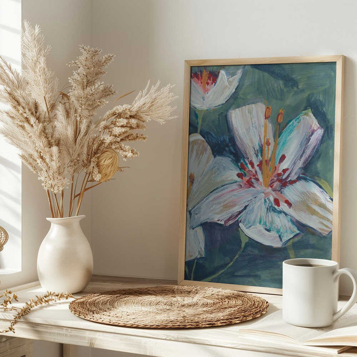 Abstract Hand painted Lily by Alyssa Hamilton Art - Stretched Canvas, Poster or Fine Art Print - I Heart Wall Art - Poster Print, Canvas Print or Framed Art Print