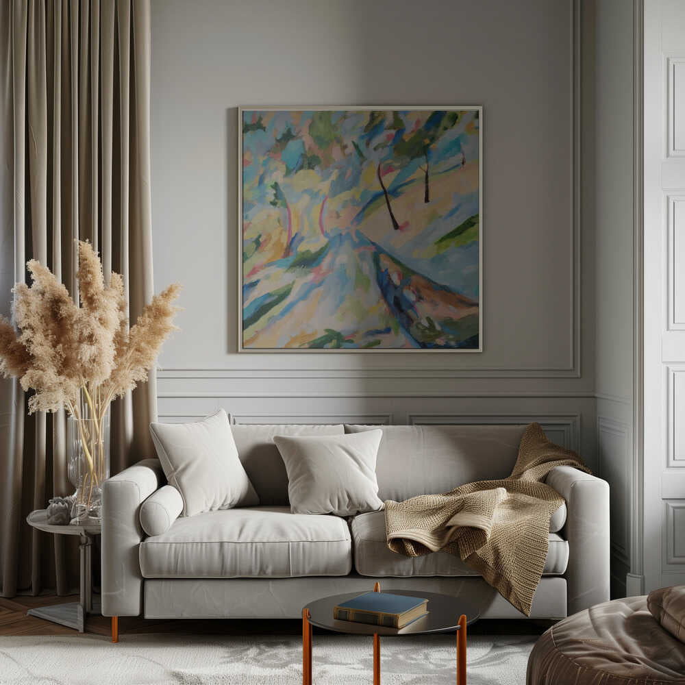 Abstract Landscape Lower Road 2025 - Square Stretched Canvas, Poster or Fine Art Print - I Heart Wall Art - Poster Print, Canvas Print or Framed Art Print