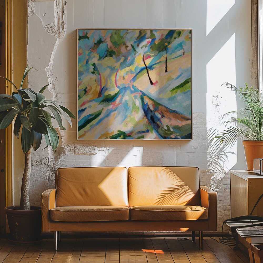 Abstract Landscape Lower Road 2025 - Square Stretched Canvas, Poster or Fine Art Print - I Heart Wall Art - Poster Print, Canvas Print or Framed Art Print