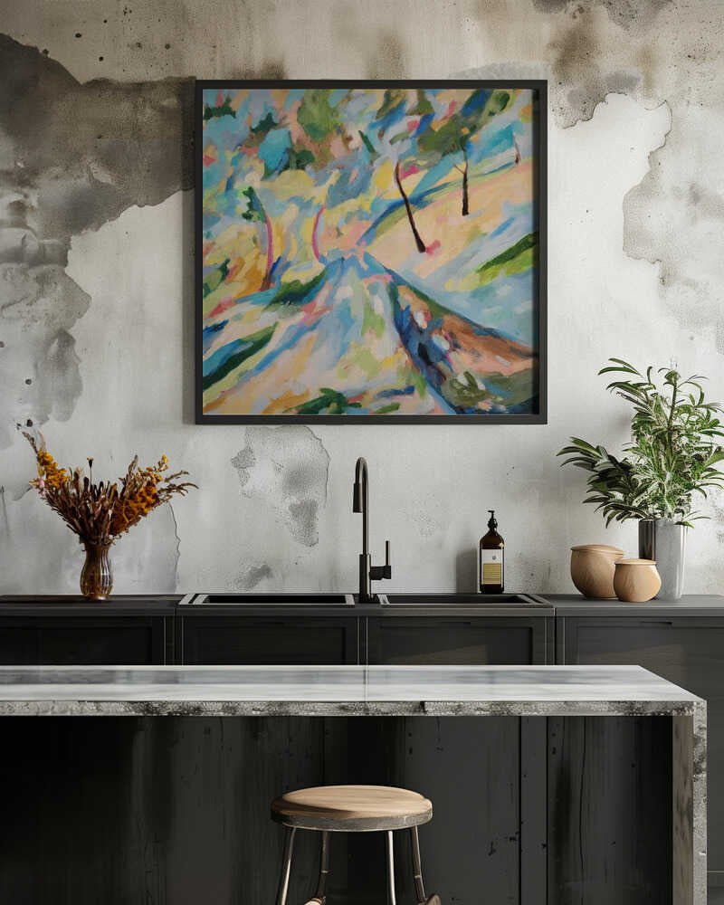 Abstract Landscape Lower Road 2025 - Square Stretched Canvas, Poster or Fine Art Print - I Heart Wall Art - Poster Print, Canvas Print or Framed Art Print
