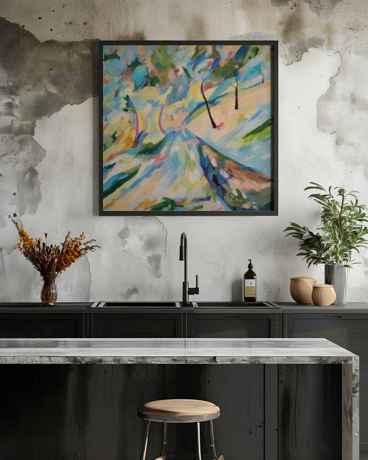 Abstract Landscape Lower Road 2025 - Square Stretched Canvas, Poster or Fine Art Print - I Heart Wall Art - Poster Print, Canvas Print or Framed Art Print