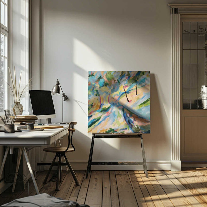 Abstract Landscape Lower Road 2025 - Square Stretched Canvas, Poster or Fine Art Print - I Heart Wall Art - Poster Print, Canvas Print or Framed Art Print