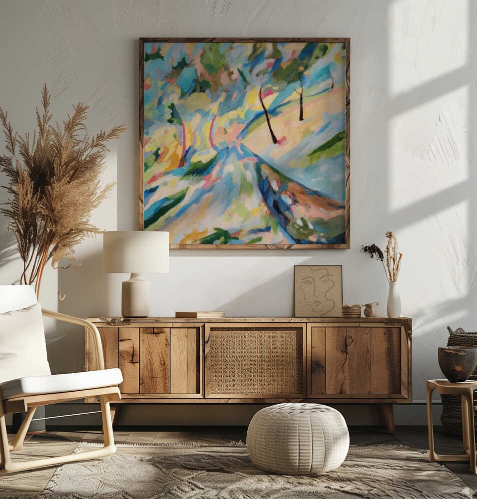 Abstract Landscape Lower Road 2025 - Square Stretched Canvas, Poster or Fine Art Print - I Heart Wall Art - Poster Print, Canvas Print or Framed Art Print