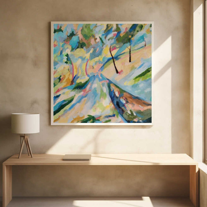 Abstract Landscape Lower Road 2025 - Square Stretched Canvas, Poster or Fine Art Print - I Heart Wall Art - Poster Print, Canvas Print or Framed Art Print